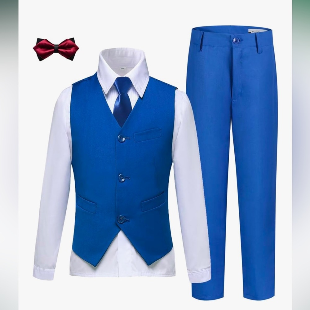 Boys Blue Suit Vest and Pants Set